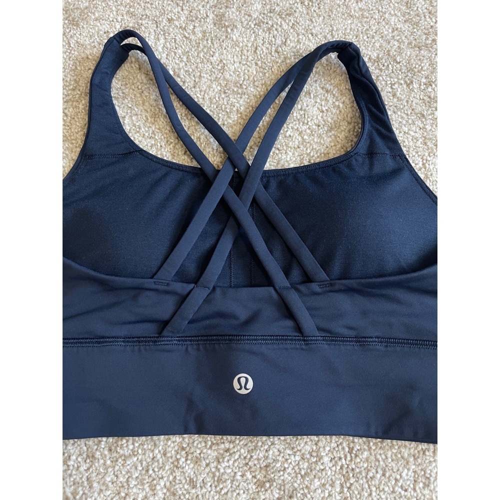 Lululemon Free To Be Serene Bra High Neck Navy Blue Strappy Back Size 8 - Picture 3 of 9